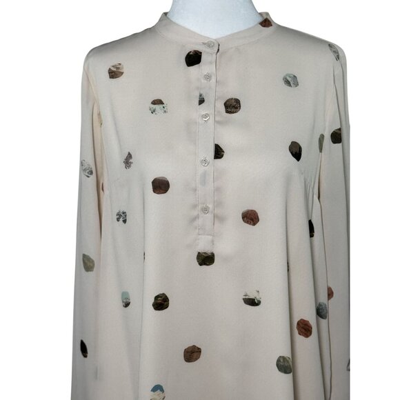 NWOT COMUNE Size S Womens Dress Polka Dot Long Sleeve White Multicolor Spots - Picture 5 of 13
